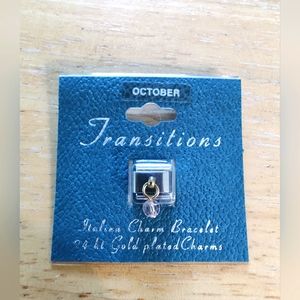 October birth stine Italian charm link. 24k gold plated. New